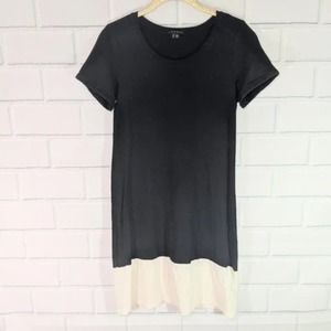 Theory Black/White Colorblock T-Shirt Dress